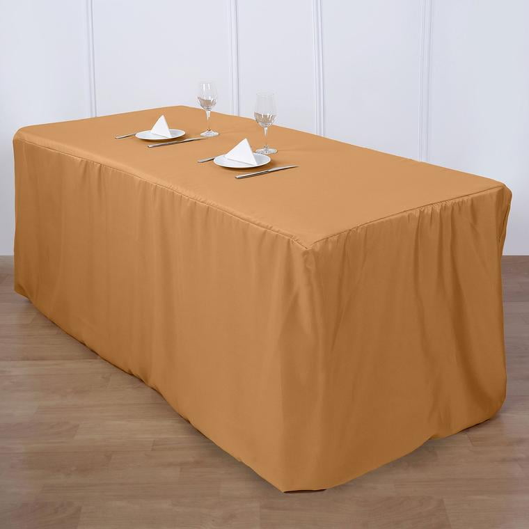 Efavormart 6FT Fitted Polyester Rectangular Table Cover for Wedding
