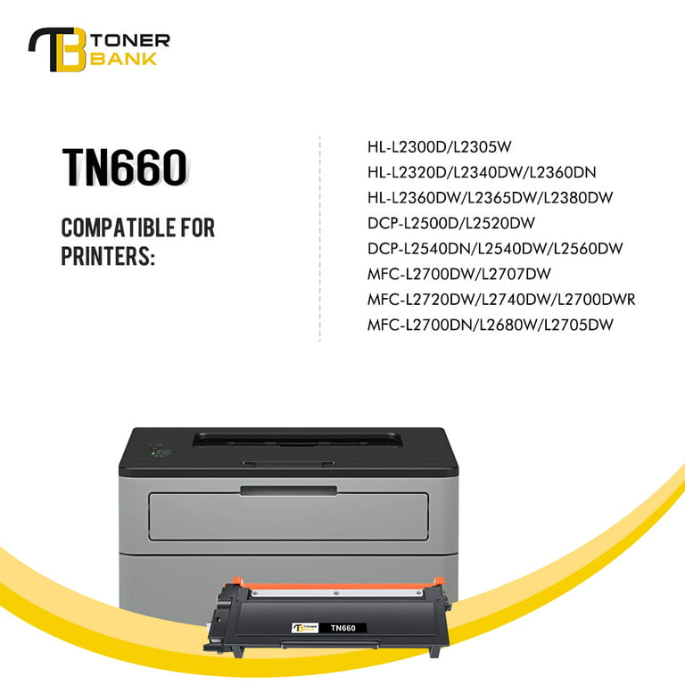 Toner TN660 TN630 Toner Cartridge Compatible for Brother TN660 TN-660 TN-630 HL-L2300D HL-L2380DW HL-L2320D HL-L2340DW MFC-L2700DW MFC-L2740DW Printer (Black, 2-Pack) -