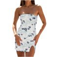 thumbnail image 1 of Bandeau sin tirantes para mujer, camisetas de tubo con estampado de verano, informal, Sexy, con hombros descubiertos, vestido dividido para vacaciones Pompotops  ghjkhdj12030, 1 of 8