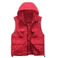 thumbnail image 2 of Men's Thin Quick Dry Hiking Vest with Hood, Mesh Lining and Multi Snap Button Pockets, Breathable Outdoor Sleeveless Jacket for Camping, Fishing and Daily Use, Big and Tall Size M-3XL Red, 2 of 4