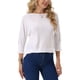 thumbnail image 4 of INSPIRAR CHIC Blusas de Mujer con Manga Murciélago de 3/4 de Manga Verano Casual Blusa de Ojal Cuello Redondo Túnica Camisetas L Blanca, 4 of 6