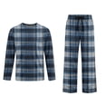 thumbnail image 4 of HAJWOH Men's Long Sleeve Plaid Pajama Set with Elastic Drawstring Waist Pants for Home Loungewear, 4 of 5
