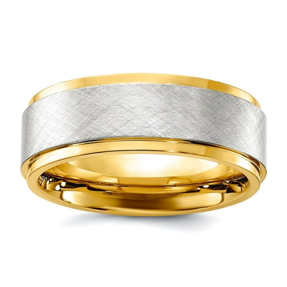 Stainless Steel Polished Yellow Ip Plated With Brushed Center 8mm Band Size 8 Ring for Women and Men