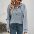 thumbnail image 3 of Sweat à Capuche pour Femmes, Mode Décontractée Couleur Unie Col en V Manches Longues Sweat à Capuche, Sweat pour Femmes, 3 of 8