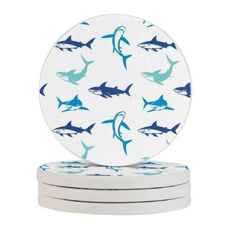 

Circular Drink Coasters Set Shark Beautiful Home Decor Diatomite Heat-Resistant Diatomite Protect Table Countertop