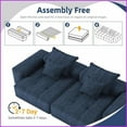 thumbnail image 4 of Modern Oversized Modular Sectional Sofa – Sparkling Chenille, 4 Pillows, No Assembly | Blue | Foam+Spring Seat | Square Arms, 4 of 25