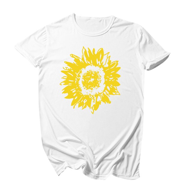 Gibobby Camisetas Mujer Baratas Manga Corta Camiseta corta con cuello redondo Camiseta estampada Tops Blusa informal manga suelta para mujer(Blanco,M)