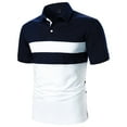 thumbnail image 2 of Birdeem Men Casual Button Short Sleeve Patchwork Turndown Pullover T-Shirt Tops, 2 of 9