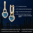 thumbnail image 2 of Gem Stone King 18K Yellow Gold Plated Silver Persian Blue Moissanite and White Created Sapphire Dangle Earrings for Women (2.10 Cttw, Gemstone, Heart Shape 6MM), 2 of 5
