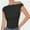 Black, variant on Womens Summer Off The Shoulder Crop Tops Sleeveless One Shoulder Ruched Asymmetrical Going Out Tank Top
