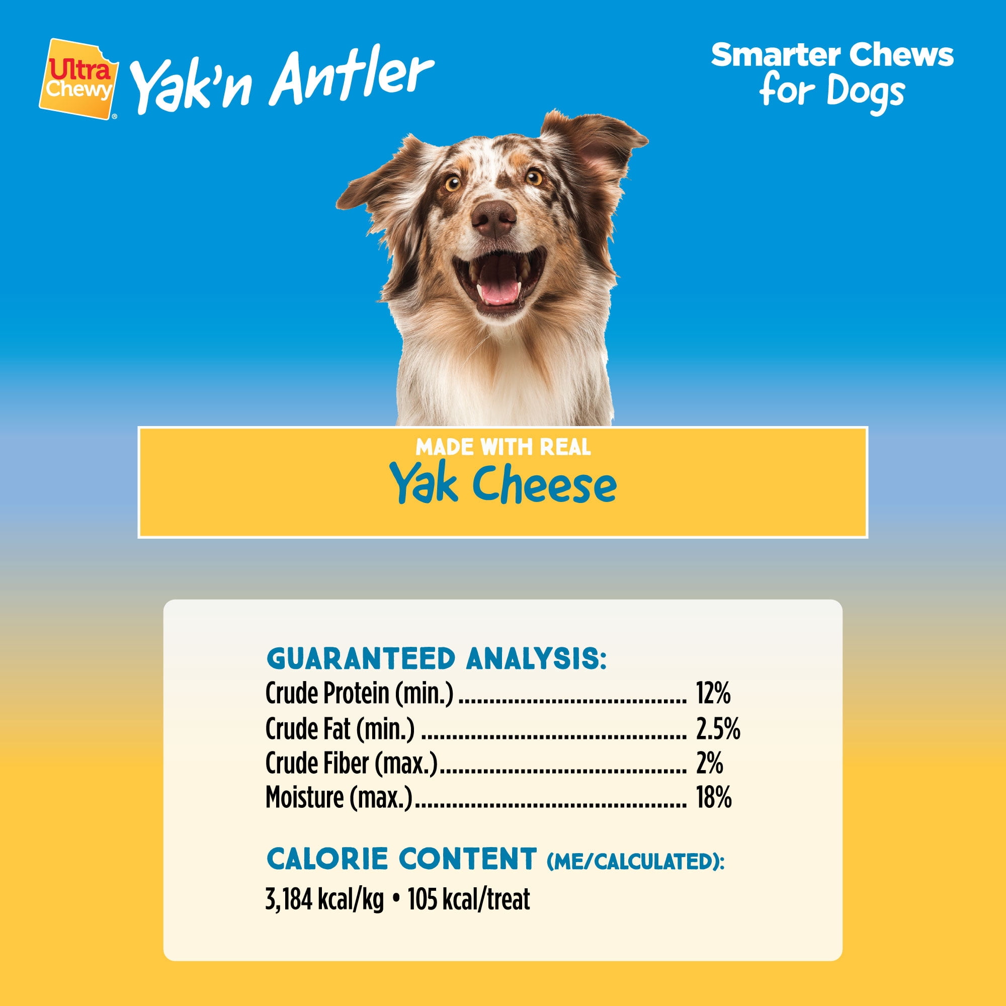 Ultra Chewy Yak'n Antler Dog Treats Small/Medium 6 Count, 6.25 oz