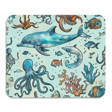 

ALAZA Dish Drying Mat for Kitchen Dolphin and Octopus Counter Absorbent Draining Pad 23.6 x19.7
