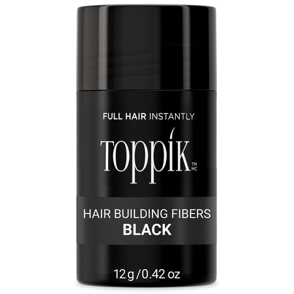 Toppik Hair Building Fibers for Instantly Fuller Hair, Black, 12 g, Instantly Thicker Looking, 9 Shades for Men & Women