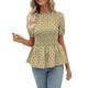 thumbnail image 2 of Blusa floral fruncida con estampado de manga corta, blusa fruncida de moda para mujer y niña, 2 of 8