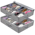 thumbnail image 1 of 2 Pack Shoe Storage Bag with Clear Window - Shoe Organizer for Storage 12 Compartments Underbed Storage Box, Gray Linen Fabric, XAUBSB2P, 1 of 5