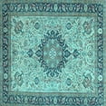 thumbnail image 1 of Ahgly Company Indoor Square Medallion Light Blue Traditional Area Rugs, 5' Square, 1 of 4