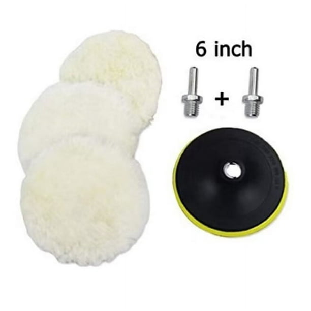 Kit de 6 discos de pulido de lana de 6", disco de esponja de 150 mm para pulir automóviles, capós con adaptador de taladro M14
