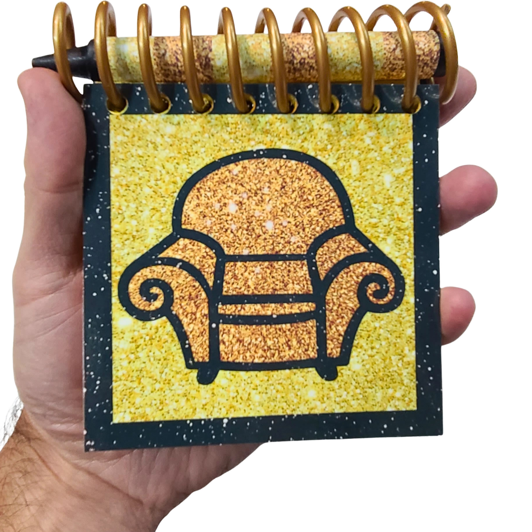 Handcrafted Gold Sparkle Handy Dandy Notebook