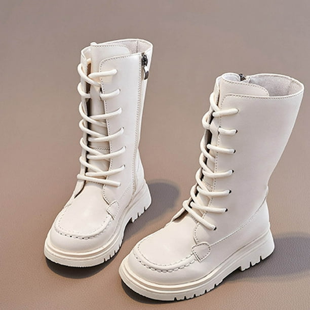 Zapatos para niñas,Botas de niñas,Cremallera de invierno encaje botas de equitación cuero falso tamaño 11.5 niñas