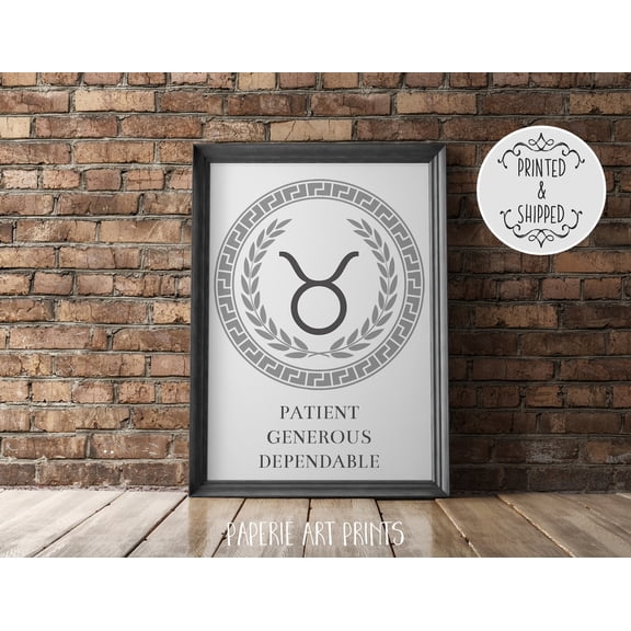 Taurus, Zodiac, Art Print, Star Print, Wall Decor, Home Decor Home Decor #1886, Stretched Canvas Size 12x18