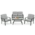thumbnail image 4 of Costway 4 PCS Patio Furniture Set Outdoor Conversation Sofa Tempered Glass Coffee Table, 4 of 10