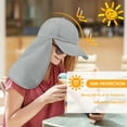 thumbnail image 3 of Tirrinia 2 In 1 Outdoors UPF 50+ UV Protection Sun Hat for Womens, One Size Female Sports Baseball Cap Gardening Fishing Hat with Neck Flap, Gray, 3 of 8