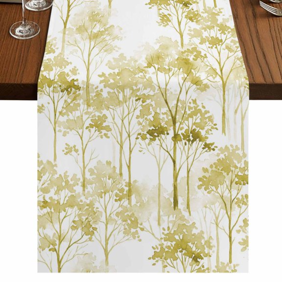 Table Runners 70 Inches Long Dress Scarves, Watercolor Forest Green Farmhouse Coffee/Dining/Kitchen Table Decor, Holiday Table Runner, Abstract Art Modern Trees 13x70 Inch