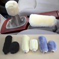thumbnail image 3 of 2Pcs Car Handbrake Sleeve Protective Case Gear Shift Knob Cover Plush Sleeve, 3 of 5