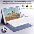 thumbnail image 6 of ZKTUYU Keyboard Case for iPad 9th Generation 2021/8th Gen 2020/7th Gen 2019 10.2 Inch, Stand Folio Keyboard Cover with Pencil Holder, Magnetically Detachable Wireless Bluetooth Keyboard, Purple, 6 of 9