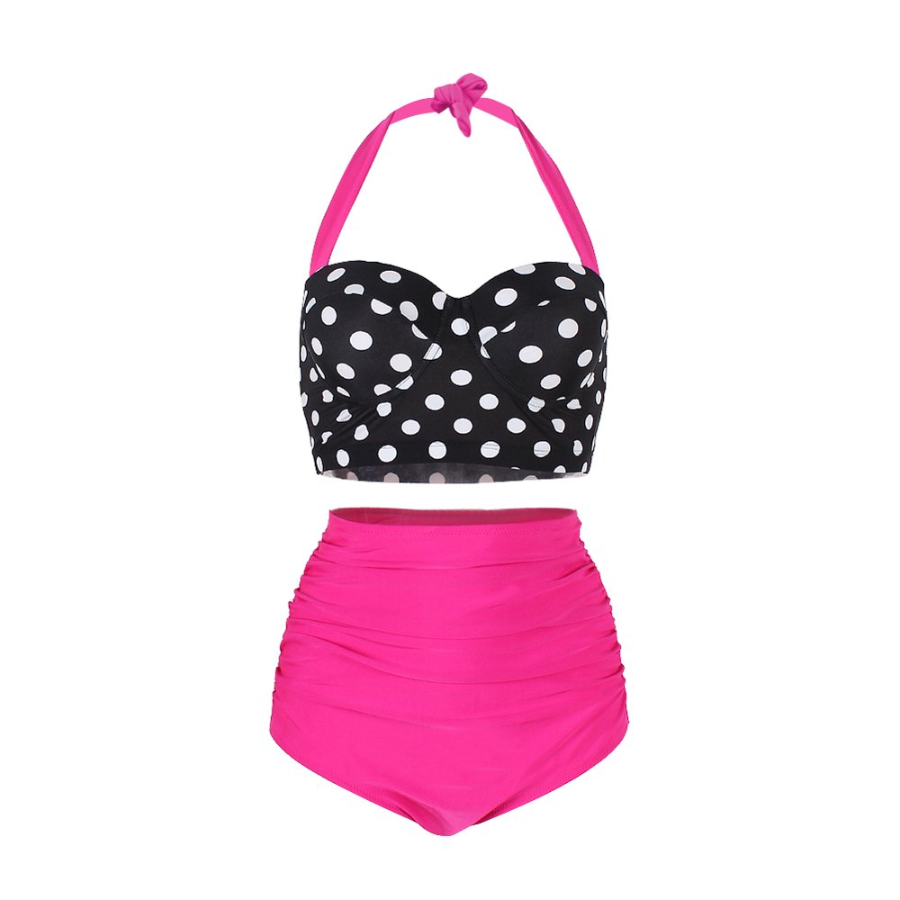 Feelingirl FeelinGirl Women's Retro Polka Underwire Bikini High Waisted Swimsuit Bathing Suits