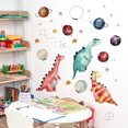 thumbnail image 1 of Pegatinas de pared de astronauta de dinosaurio de dibujos animados lindos coloridos para niños exterior extraíble, 1 of 5