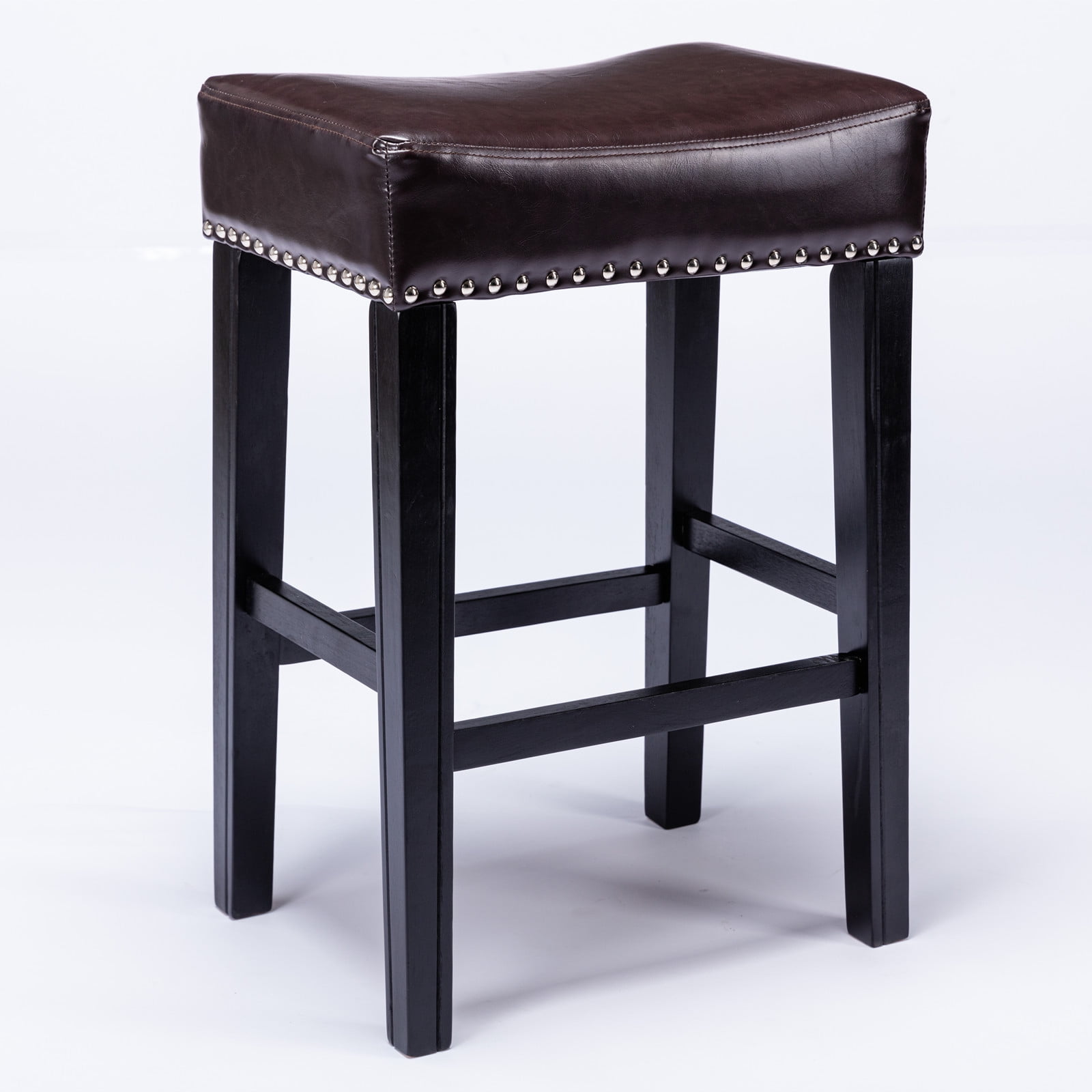 Yardi Yard Leather Backless 26" Bar Stools Set of 2 , Saddle Seat Pub Chair for Kitchen Dining Room, Brown Yardi Yard Leather Backless 26" Bar Stools Set of 2 , Saddle Seat Pub Chair for Kitchen Dining Room, Brown