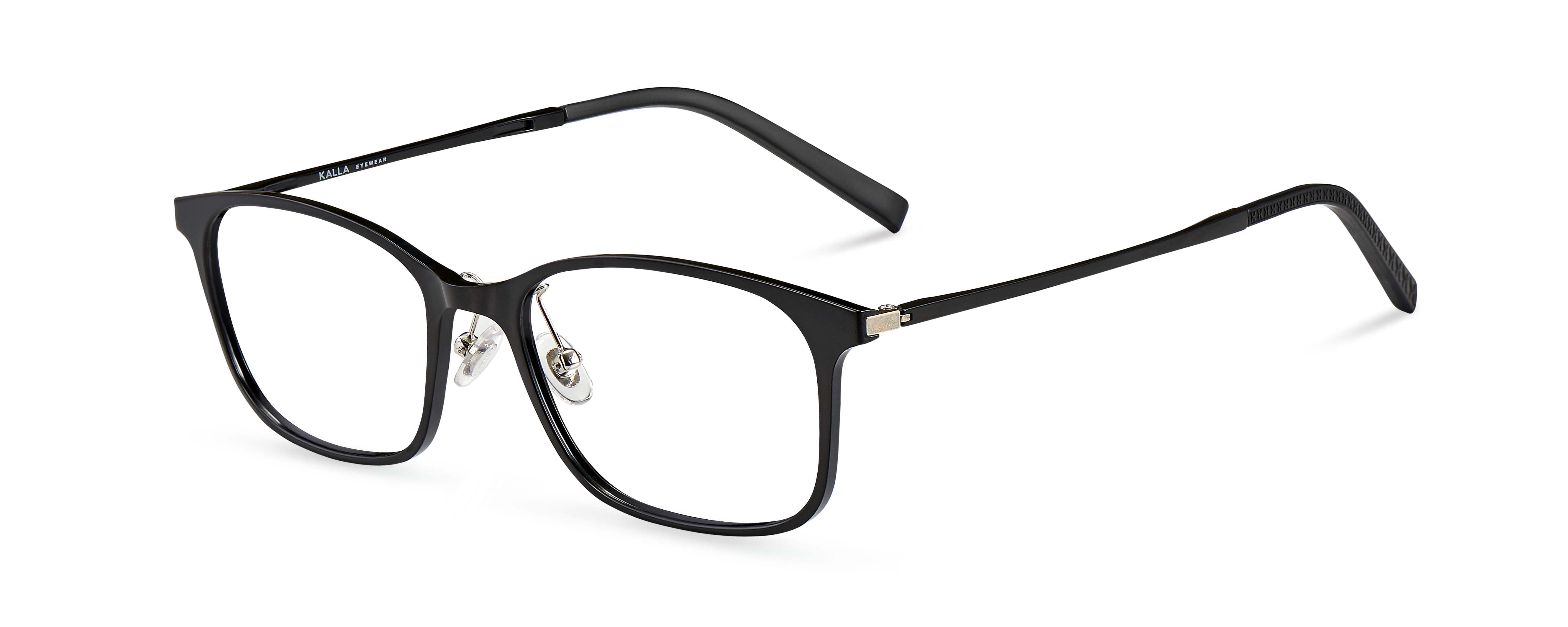 KALLA, KL8082C1 - Eyeglasses Black Rectangle Unisex Optical Lightweight Glasses Frame for Prescription Lens