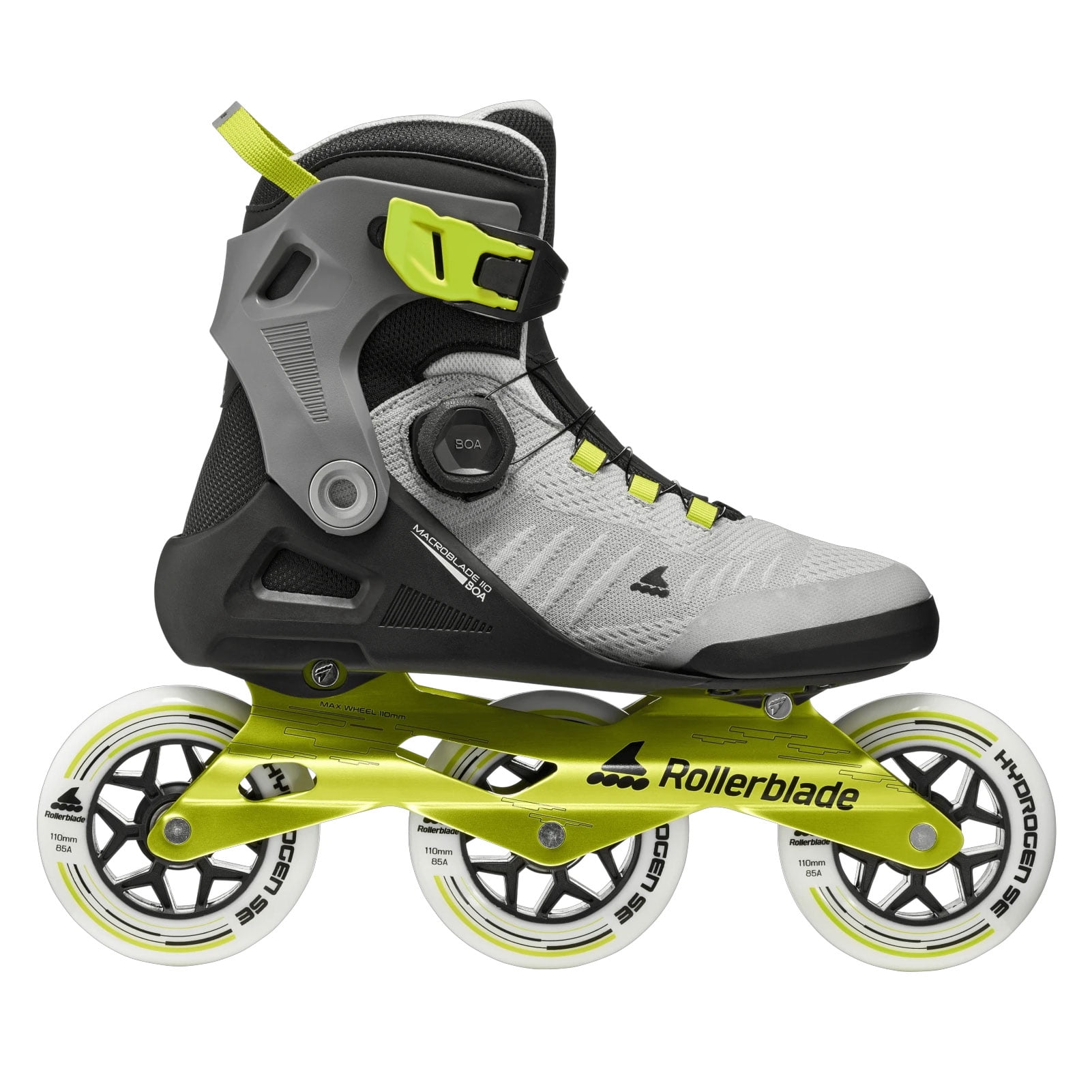 ROLLERBLADE Men's Macroblade 110 BOA Black/Gray/Lime Inline Skates, Size: 9/9.5