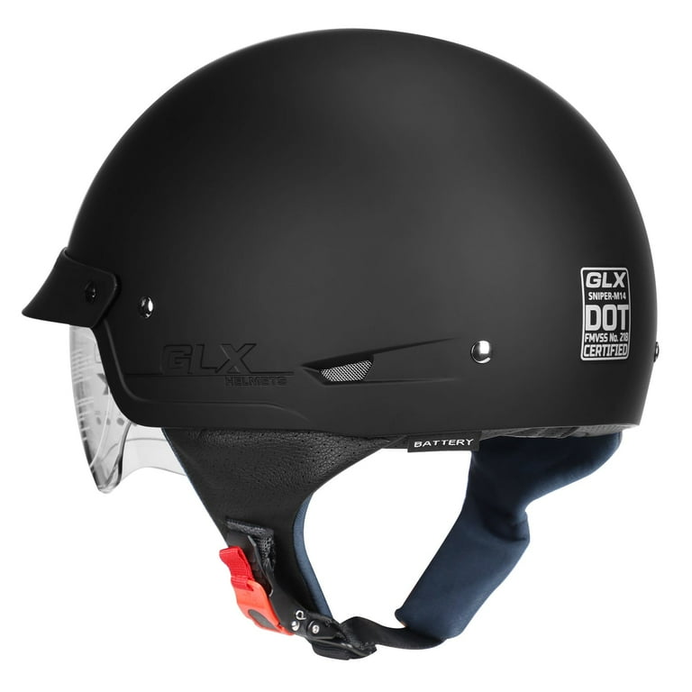 GLX GX11 Compact Lightweight Full Face Motorcycle Street Bike Helmet with Extra Tinted Visor Dot Approved (Matte Black Large)