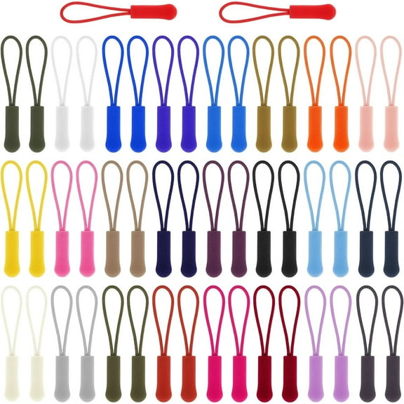 Zipper Pull Replacement 100 PCS,Zipper Pull Tab Replacement for Backpacks,Multicolor Zipper Pulls for Clothes,Zipper Puller with Curved Non-Slip Teeth,Zipper Cord for Bag Suitcase Jacket Purses