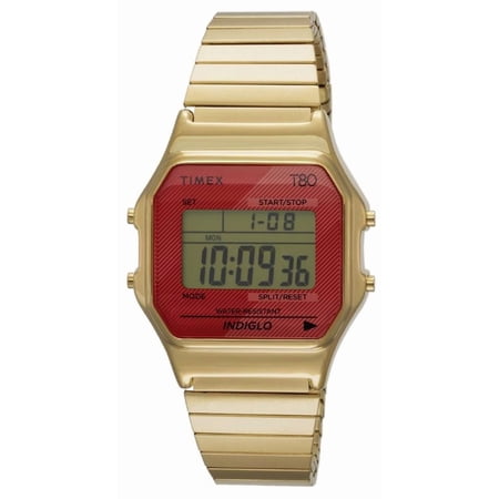 Timex T80 Women's Digital Chronograph Watch Gold Metal Bracelet TW2V19200