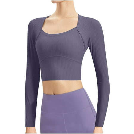

Sweatshirt for Women Women S Double-Sided Fitness Clothes Long Sleeved Women S Yoga Clothes Breathable Slim Back Sports Outdoor Running Top Sports Bra