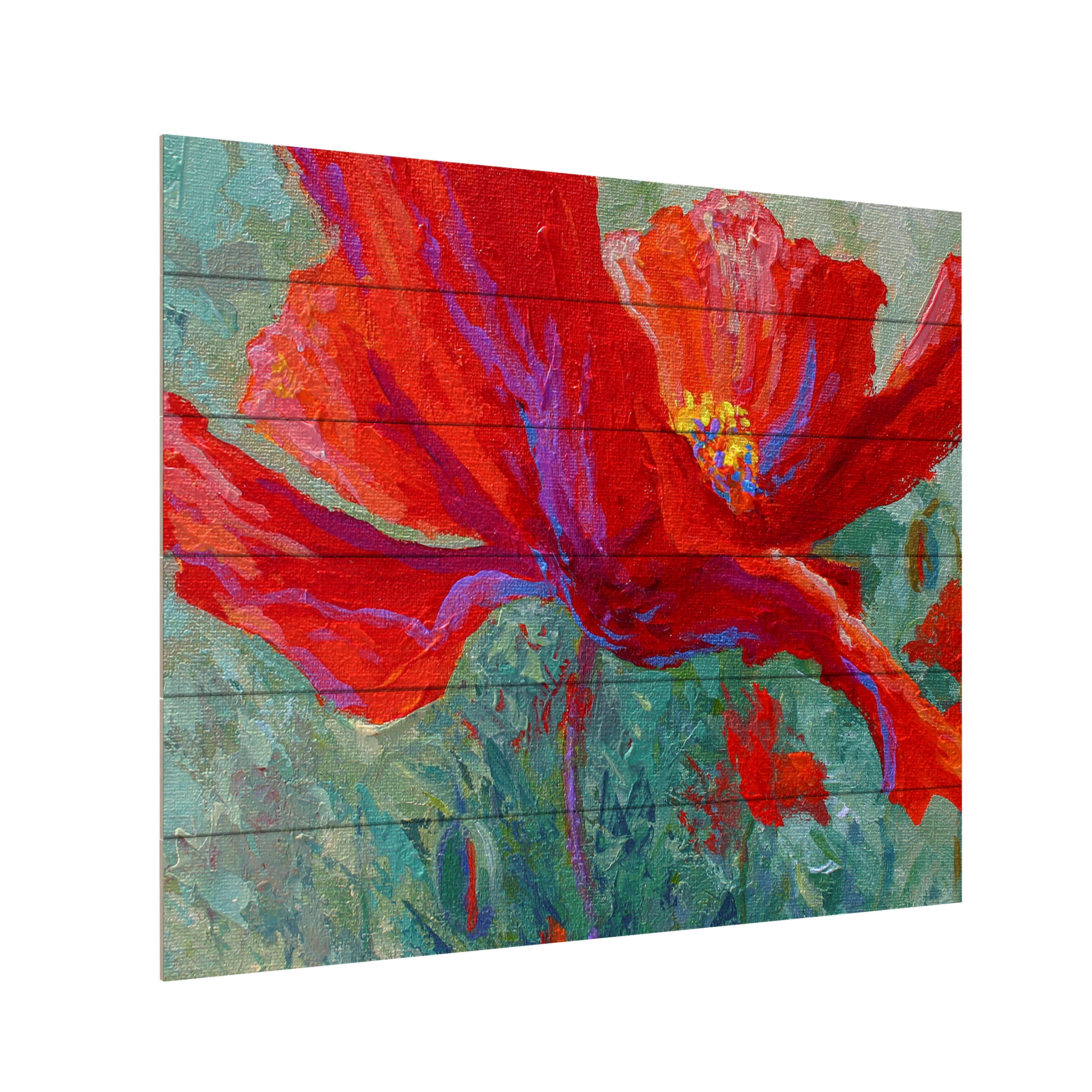 Marion Rose 'Red Poppy 1' Wood Slat Art