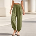 thumbnail image 5 of Gytharion Cotton Linen Pants for Women Fashion Casual Solid Color Drawstring Elastic Waist Trousers Loose Fit Beach Pants, 5 of 7