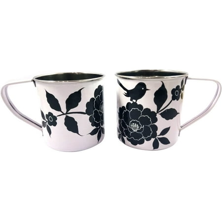 

India Meets India Steel Tea Coffee Mug 250 ml Set of 2 Exclusive Handpainted Handicraft by Awarded Indian Artisan