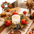 thumbnail image 2 of Fall Candle Rings Fall Decorations for Home Halloween Thanksgiving Decorations Artificial Pumpkin Maple Leaf Pinecone Candle Wreath for Desktop by MPOISVA, 2 of 7