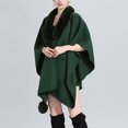 thumbnail image 5 of AUNVITO Women's Winter Poncho Faux Fur Collar Knit Elegant and Warm Winter Style, 5 of 5