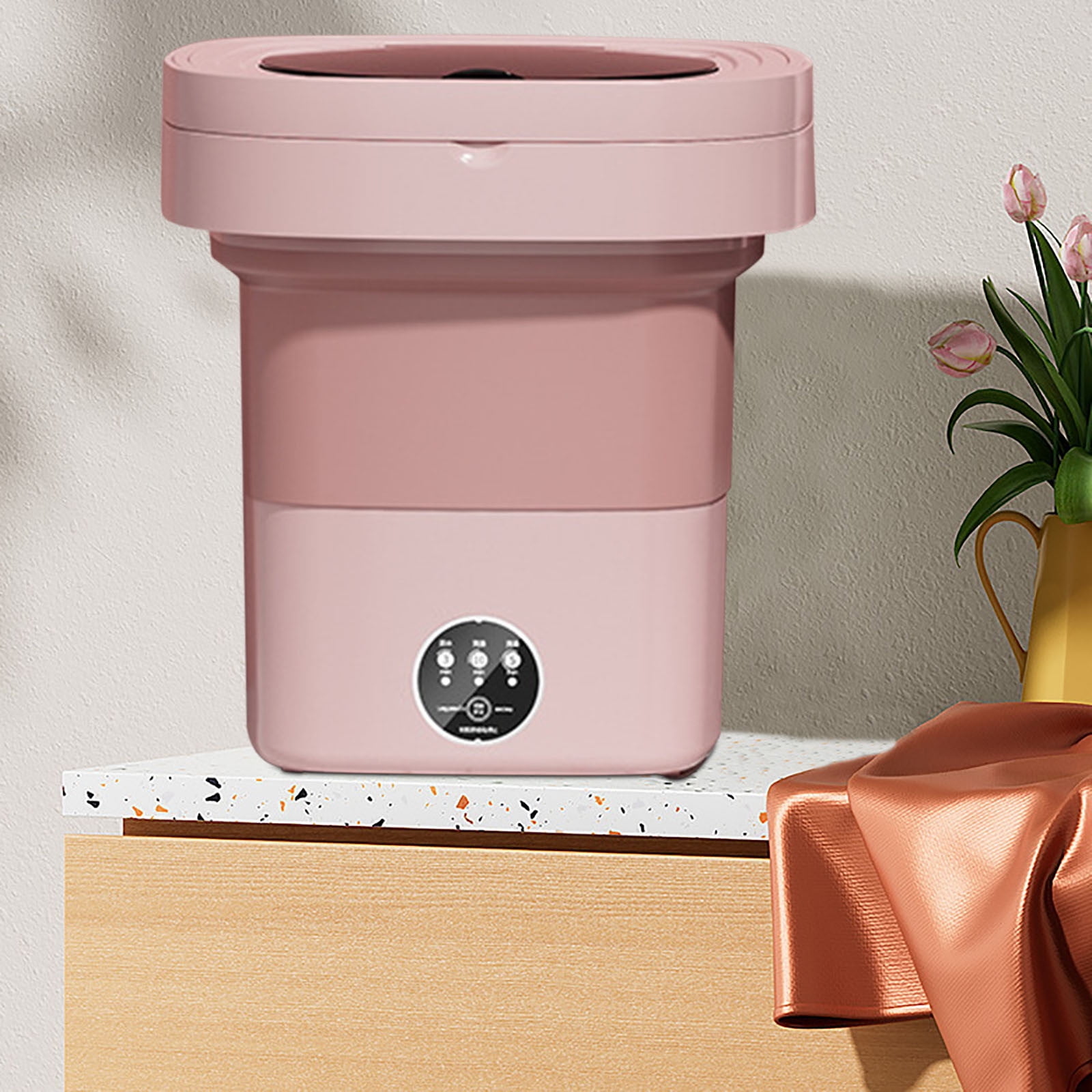 FHBVT Folding Portable Mini Washing Machine 8.5L Large Capacity 3 Intelligent Cleaning Modes Foldable Space-Saving Dehydration Function for Dormitory Travel Home Underwear Baby Clothing Washing
