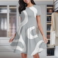 thumbnail image 2 of Abstract Wavy Grey White Lines Women's Classic Swing Skater Dress Casual Work Party Cocktail Dresses, 2 of 6