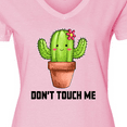 thumbnail image 4 of Inktastic Cute Cactus Dont Touch Me Women's V-Neck T-Shirt, 4 of 5