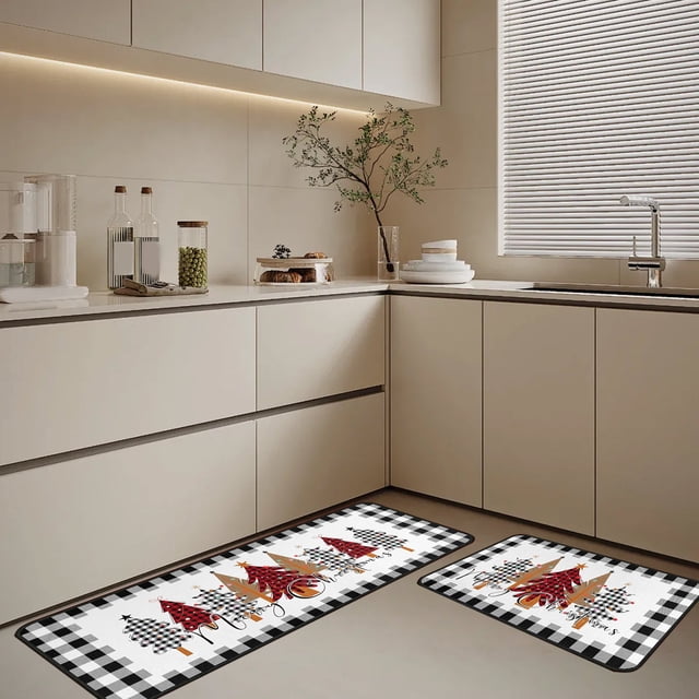 Alfombrillas Decorativas Navideñas onlyliua para El Suelo Cocina Absorbentes de Aceite Resistentes a Las Manchas