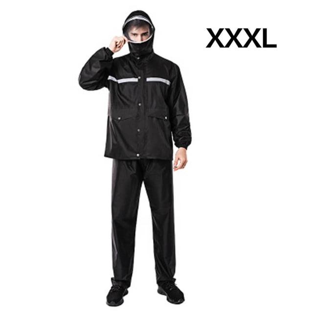 Chaqueta de lluvia impermeable para motocicleta, ropa de lluvia de cobertura de cuerpo completo de ciclismo grueso de doble capa para hombres, negro, xxxL Inevent HA6115-05B
