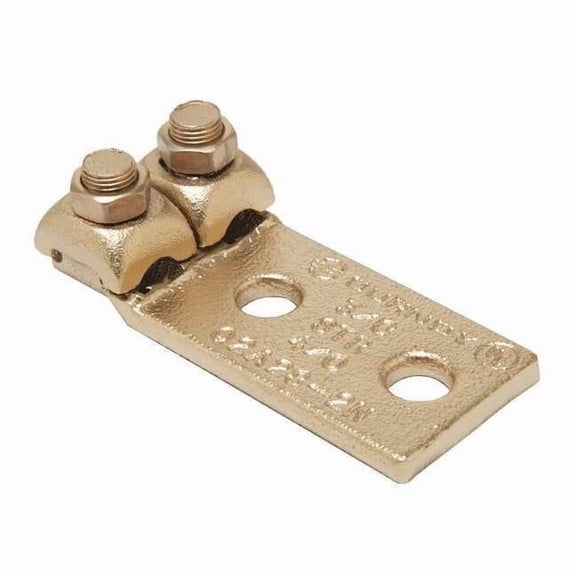 Mechanical Lug, 1 AWG Max, 2 Conductor, 2 Hole, 3/8 in Stud, Copper