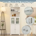 thumbnail image 4 of Gymax Armoire de Rangement Haute pour Salle de Bain, Colonne à Linge avec Porte en Verre et Tablette Ajustable, Blanc, 4 of 10